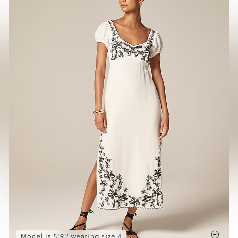 NWT J.Crew Embroidered empire-waist slip dress